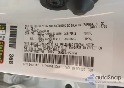 2021 Toyota Tacoma Trd Off-Road z USA, uszkodzony, nr VIN 3TMCZ5AN7MM377745